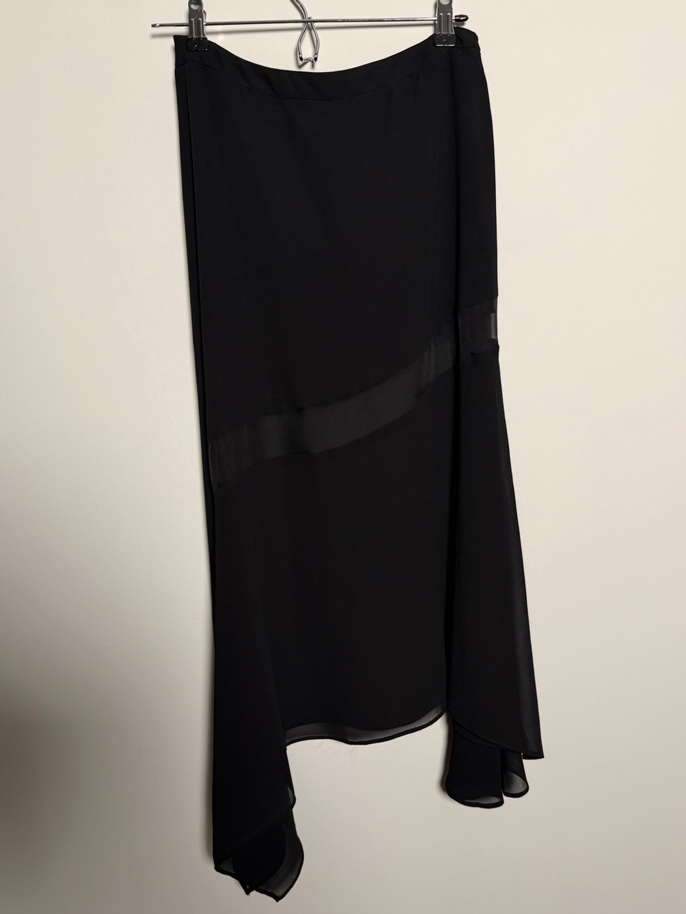 Forever21 Black Asymmetric Chiffon Maxi Skirt